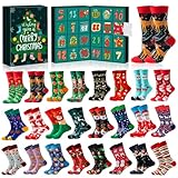 MOVINPE Socks Advent Calendar for Adults Men Women, 24 Pair of Christmas Crew Socks Funny Sock Countdown to 2025 Christmas, 24 Days Surprise Xmas Gifts Warm Cotton Sock