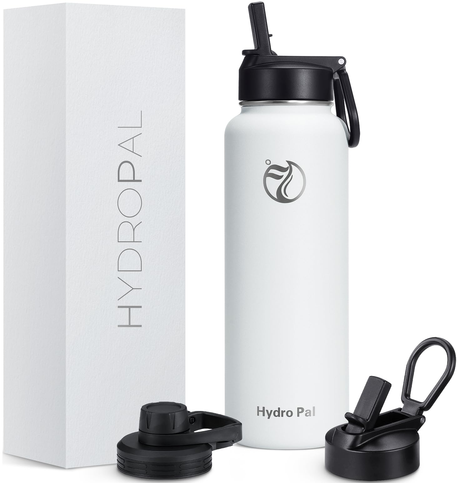 Hydropal Men's White Vacuum Insulated Water Bottle 750Ml Stainless Steel, Bpa Free, Leakproof, 12H Hot 24H Cold, With Straw & Spout Lids For Gym
