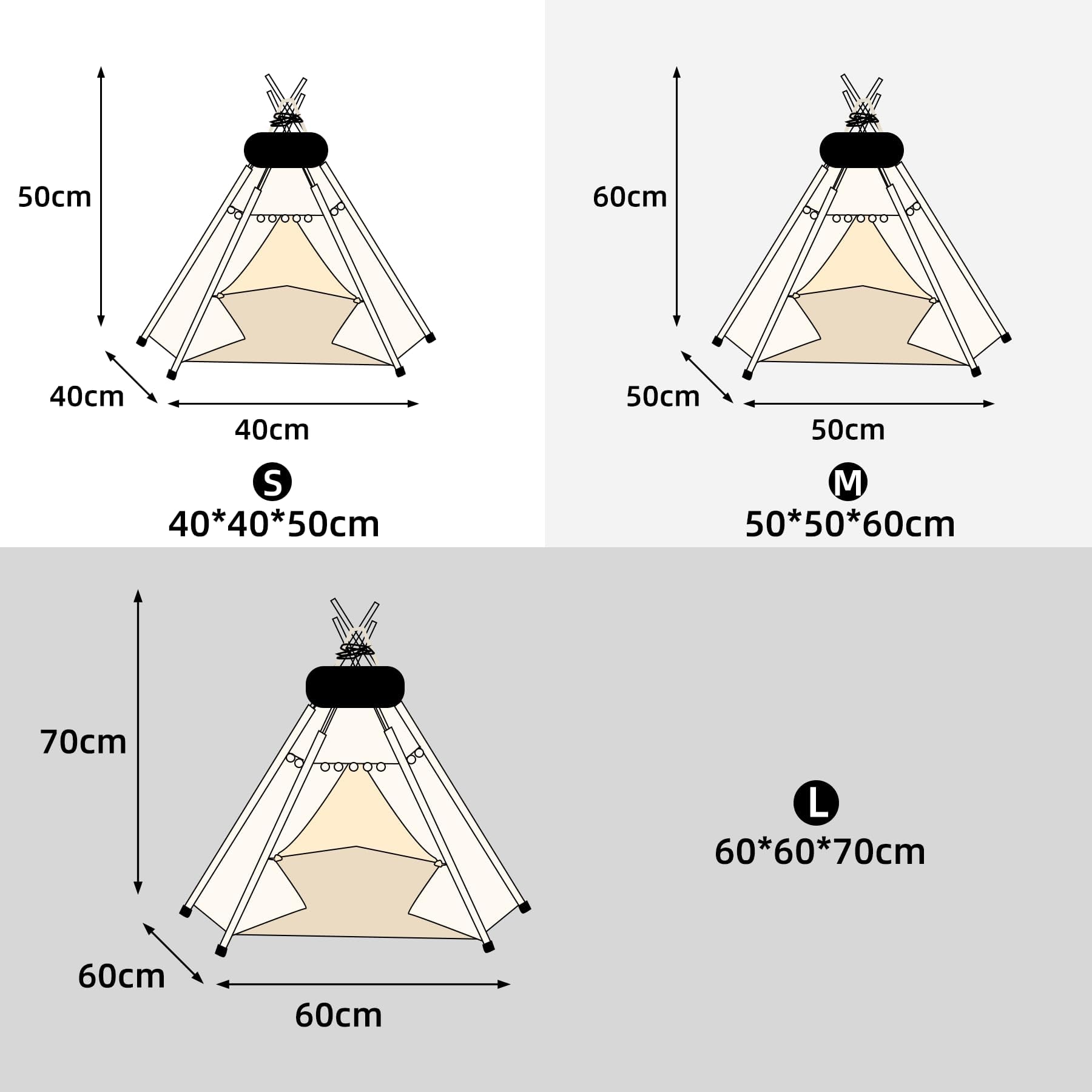 LINCYS Tipi pour Chien, Tente pour Chien, Tente tipi pour Animaux de Compagnie, Tente Lavable pour Chiot pour Animaux de Compagnie pour l'intérieur, Tente de lit avec Coussin Double Face,A,M