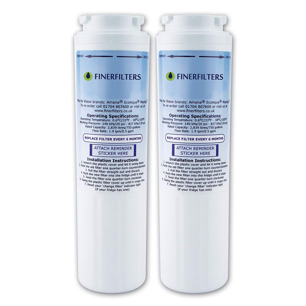 FinerfiltersFF-93 Fridge Water Filter Compatible with Amana UKF8001, UKF8001AXX, Puriclean II PUR, Amana, Admiral, KitchenAid, Kenmore (2 Pack)