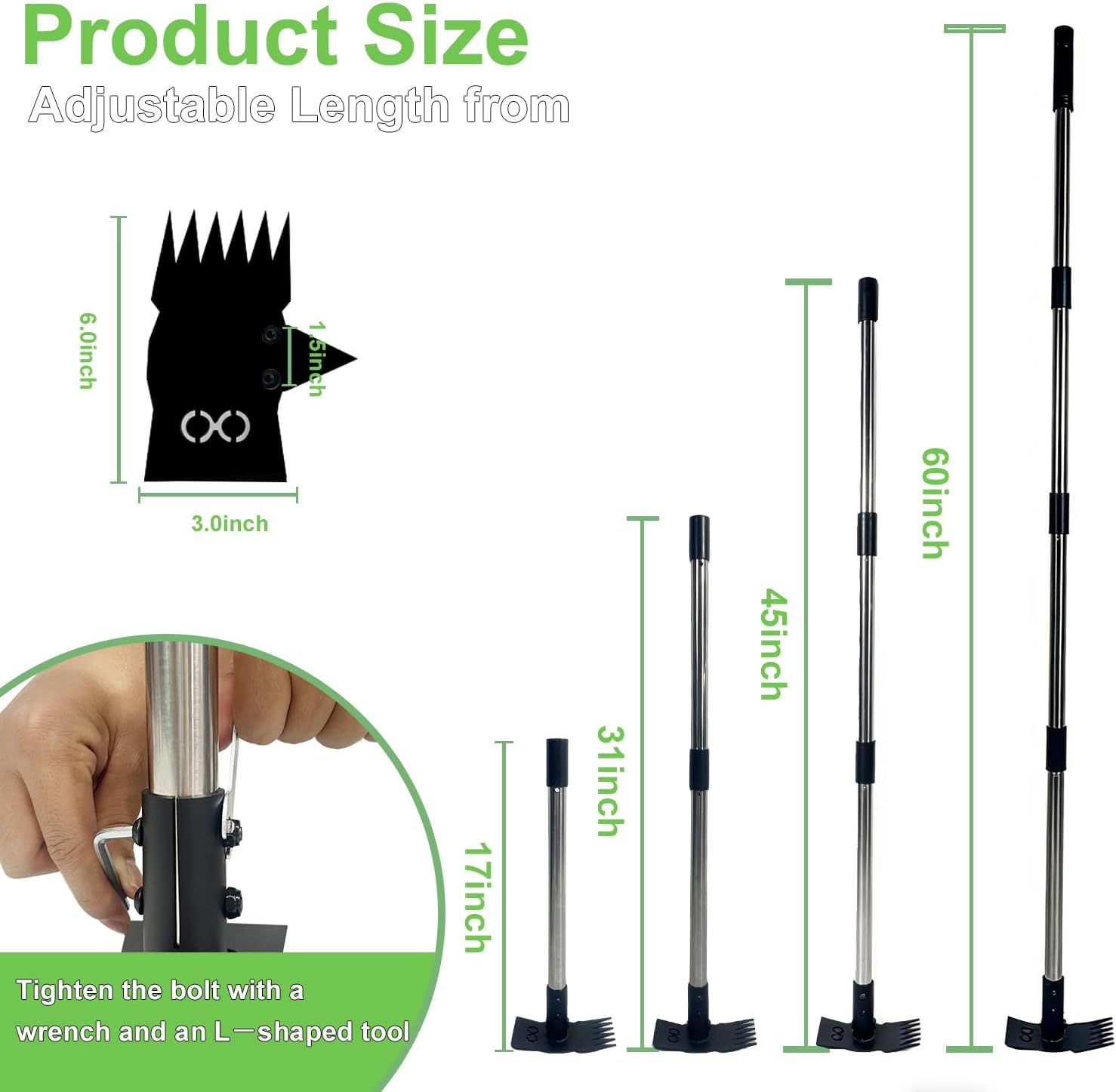 Weed Puller Tool with Long Handle 3 in 1 Manual Garden Hoe Heavy Duty Weeder Remover Tool for Yard, Lawn, Patio and Garden