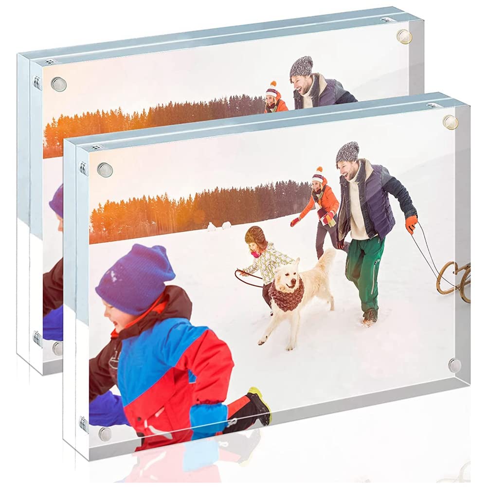 Cadre photo en acrylique double face transparent 10x15 de bureau