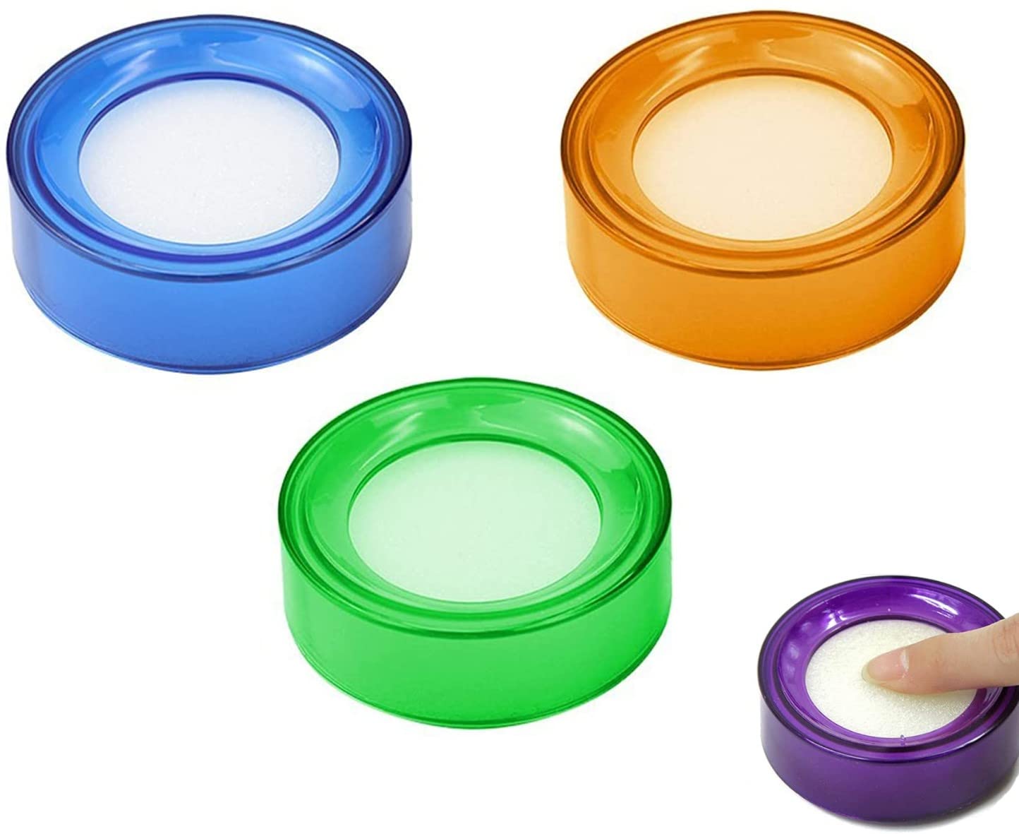 Plastica Spugna Dito Bagnato Denaro Cassiere Finger Sponge Damper 3 Pezzi Umidificatore A Dita Tamponi Spugna