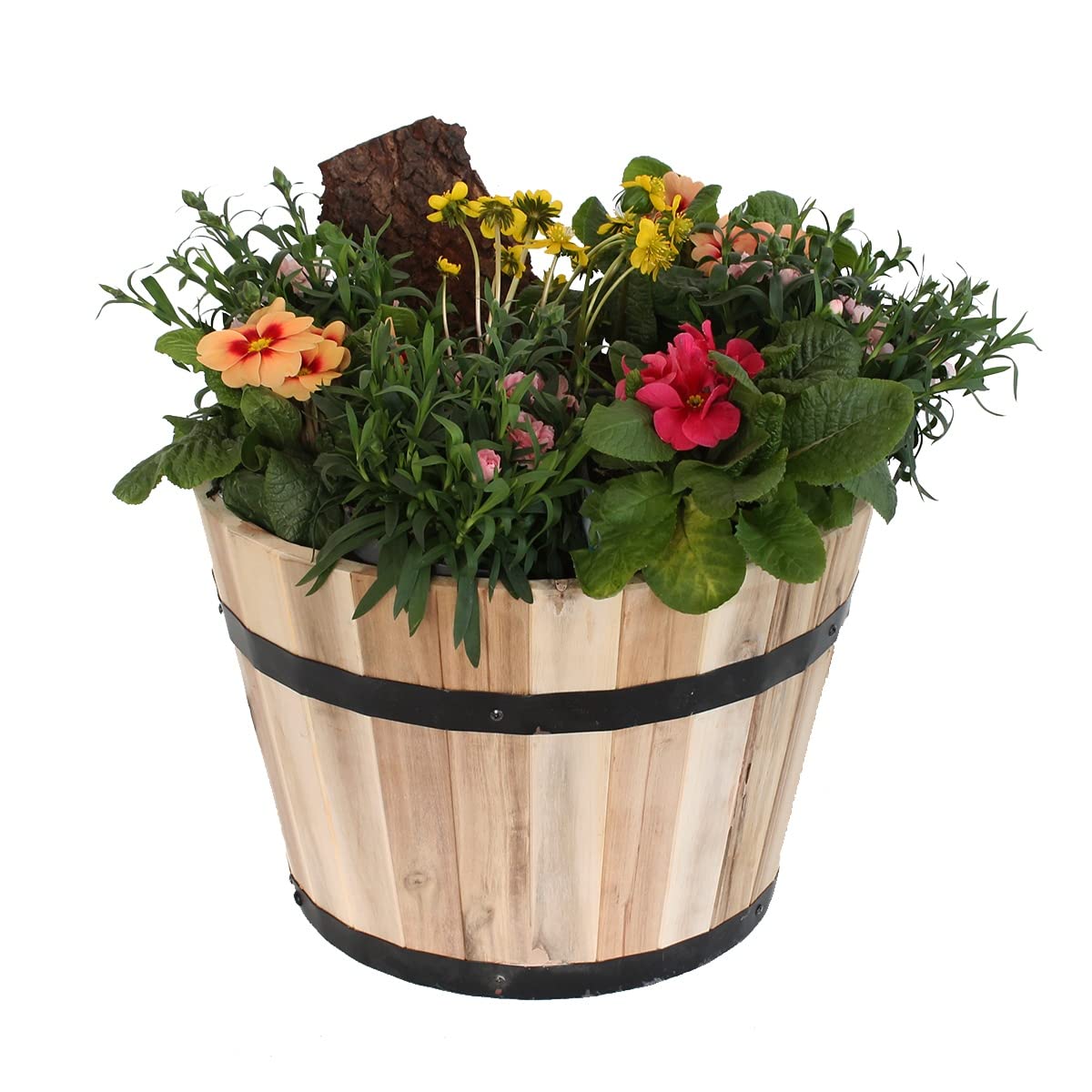 colourliving Pflanzkübel rund aus Akazienholz, Verschiedene Größen & Farben, mit Ablaufloch | Robustes Holzfass für Garten & Balkon – wetterfest, stapelbar & dekorativ bepflanzbar (braun, 40 cm)