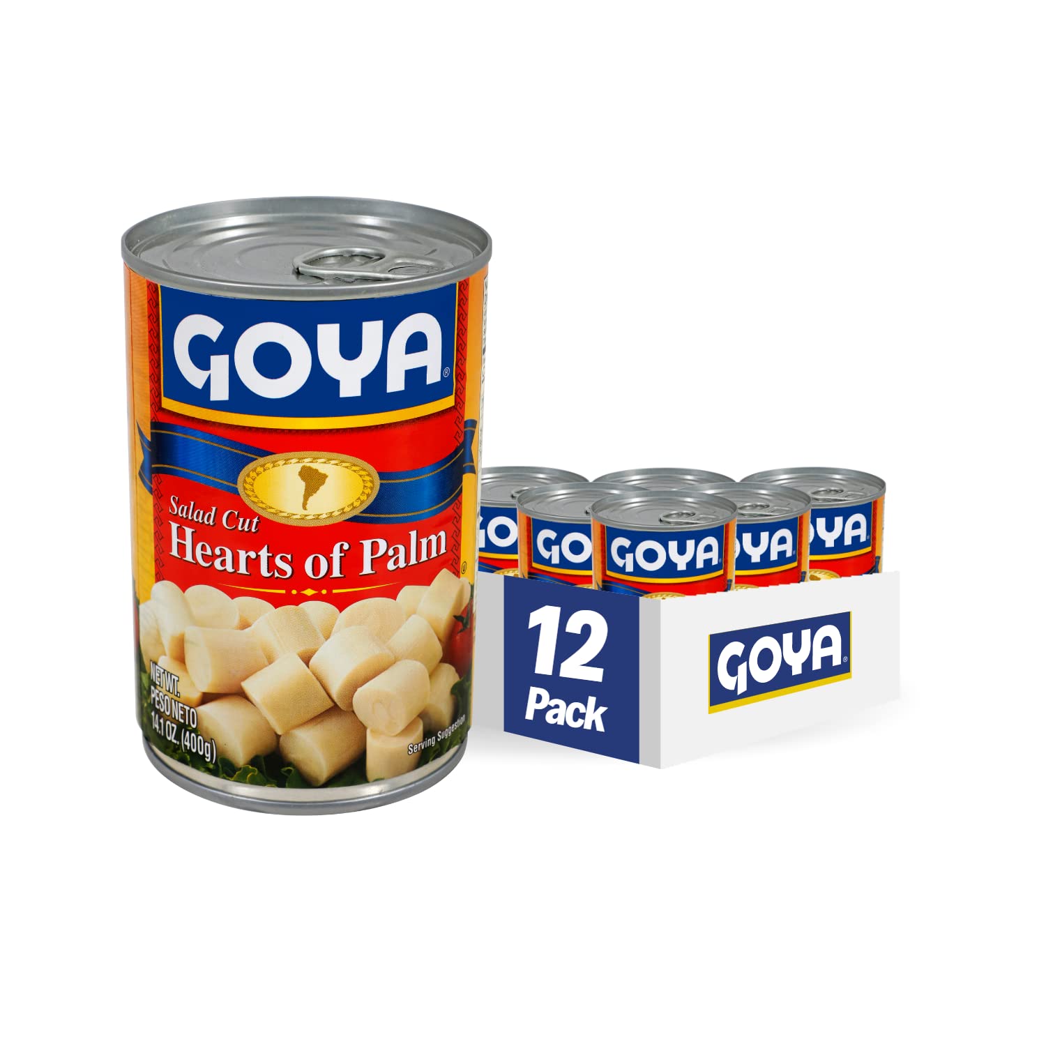 Goya Foods Salad Cut Hearts of Palm (Palmitos), 14-Ounce (Pack of 12)