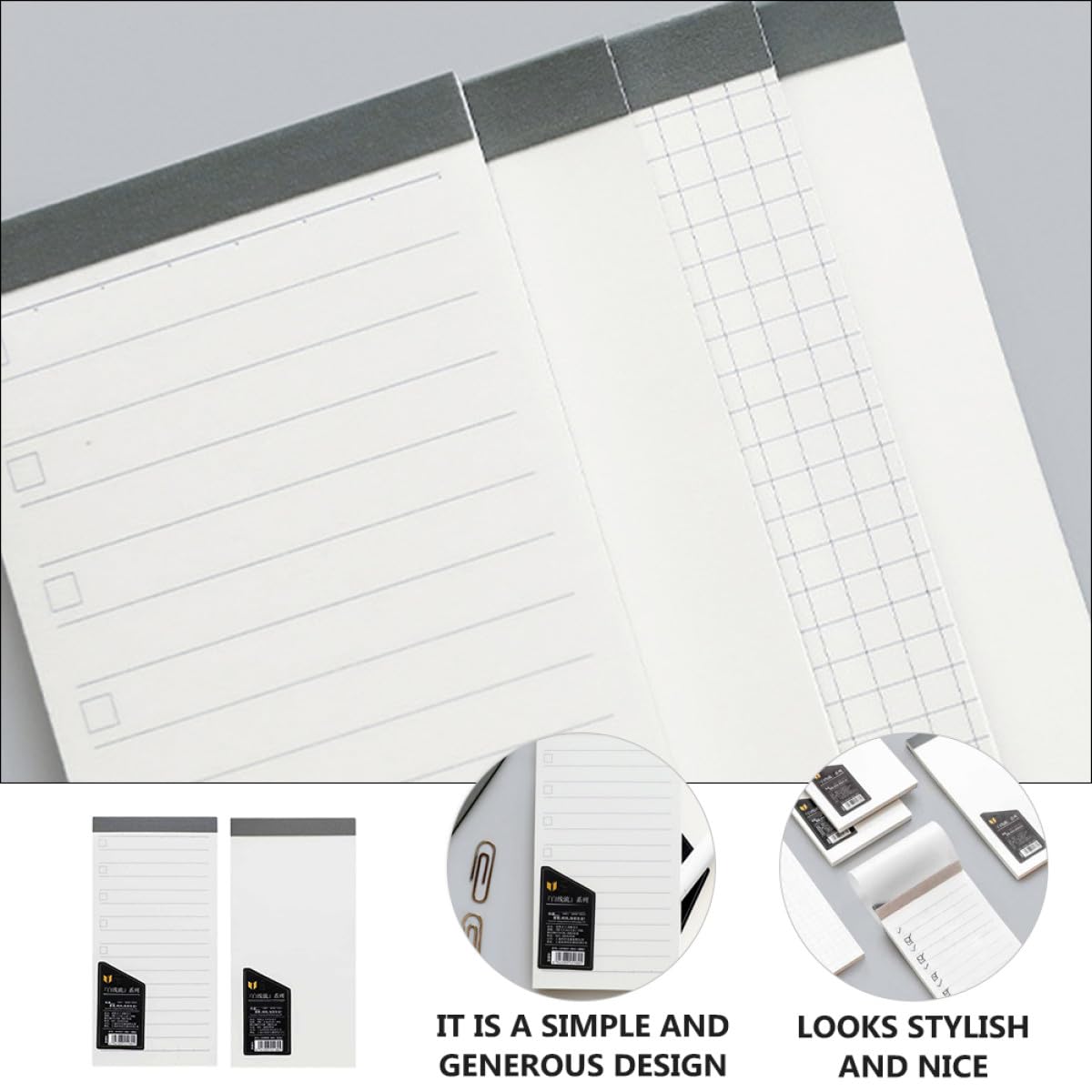 Alipis Simple Notepad 4pcs, Mini Pocket Notebooks with 2 Blank and 2 Lined Pads, Creative Student and Office Stationery for Study and Work Notes