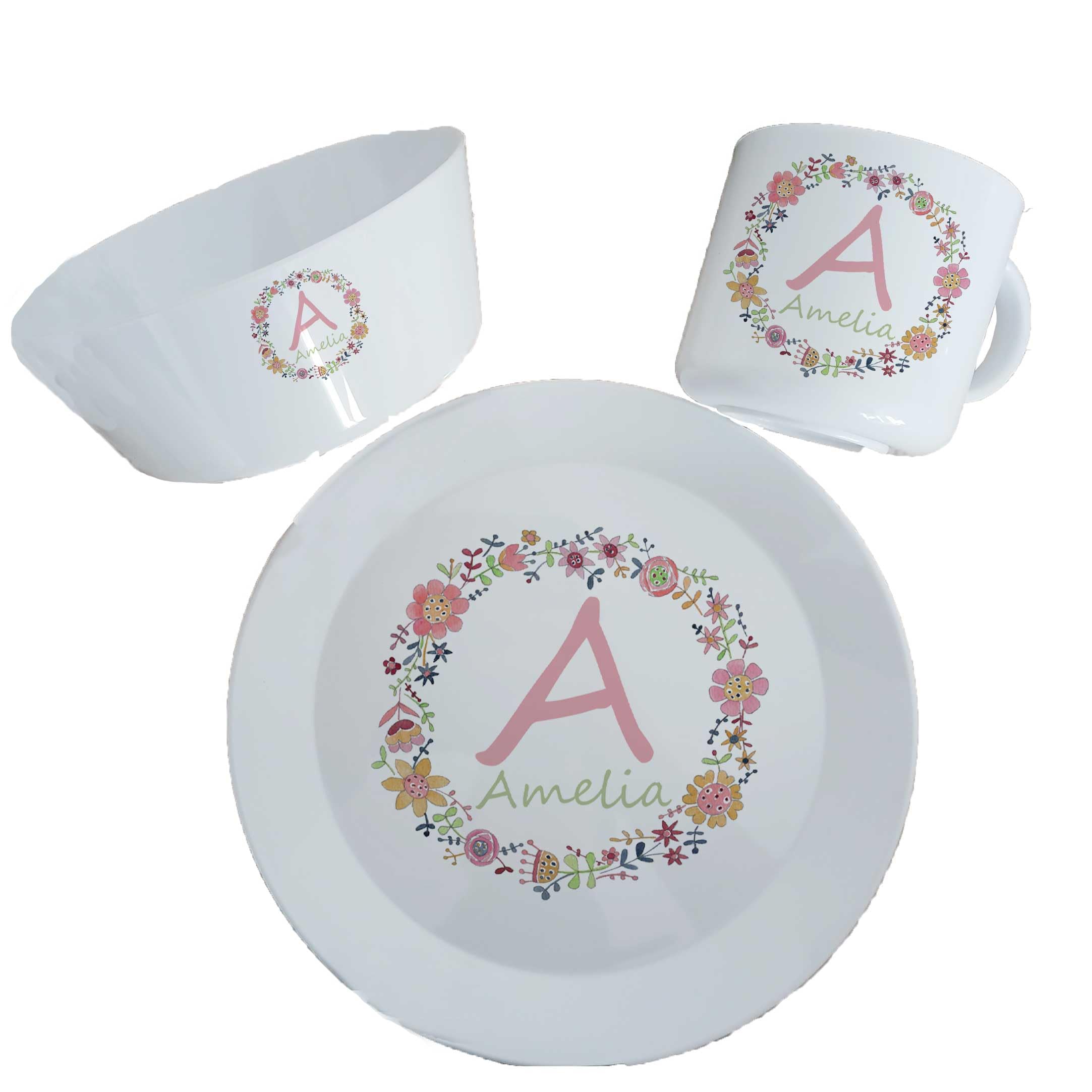 Personalised Baby Christening Dinner Set,New Baby Gift Set, Plate & Cup, Dinnerware Set