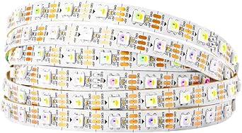 BTF-LIGHTING RGBW RGB+Cool White SK6812 (Similar WS2812B) 4 Colors in 1 LED Strip Individually Addressable 16.4ft 60Pixel/m 300LED Light Dream Color IP30 DC5V White PCB (No Adapter or Controller)