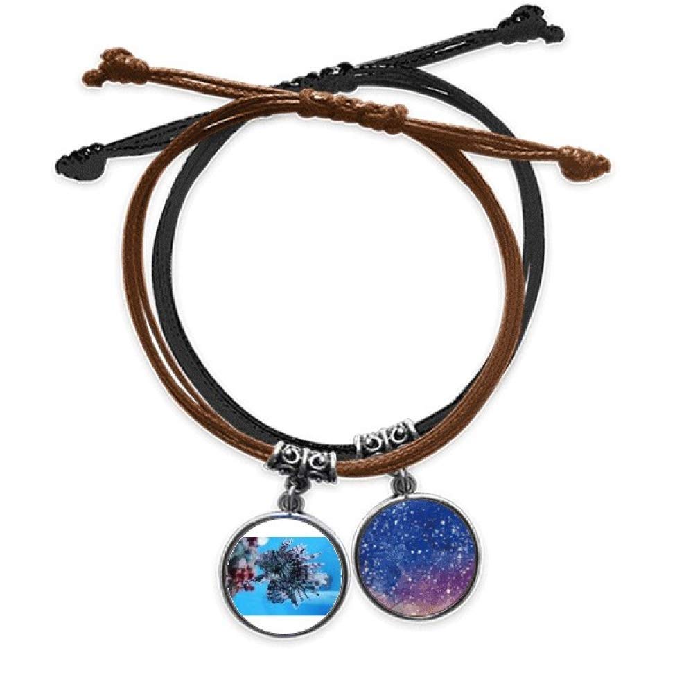 Pulsera de cuero con diseño de océano y pescado marino ajustable 3