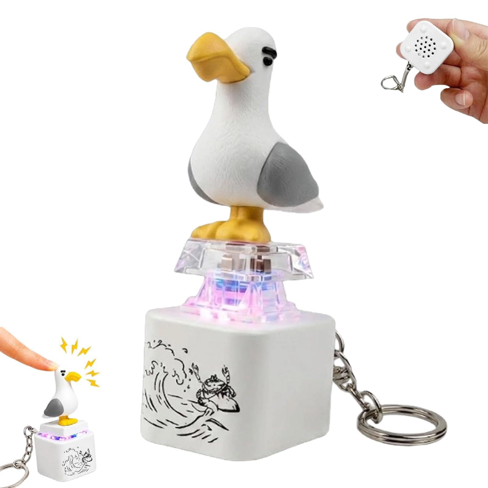 Seagull Mine Sound Button Keychain, Rechargeable Portable Gadget With Quacking Sound & LED Light, Funny Interactive Desk Decor Novelty Gift For Friends & Family (1pcs)