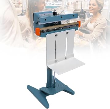 Manual Impulse Sealer, Commercial Plastic Poly Bag Heat Sealing Machine with Cargo Pallet, Foot Operated Aluminum Foil Bag Sealer for Supermarkets, Factories, Coffee Shops, Clothing Stores