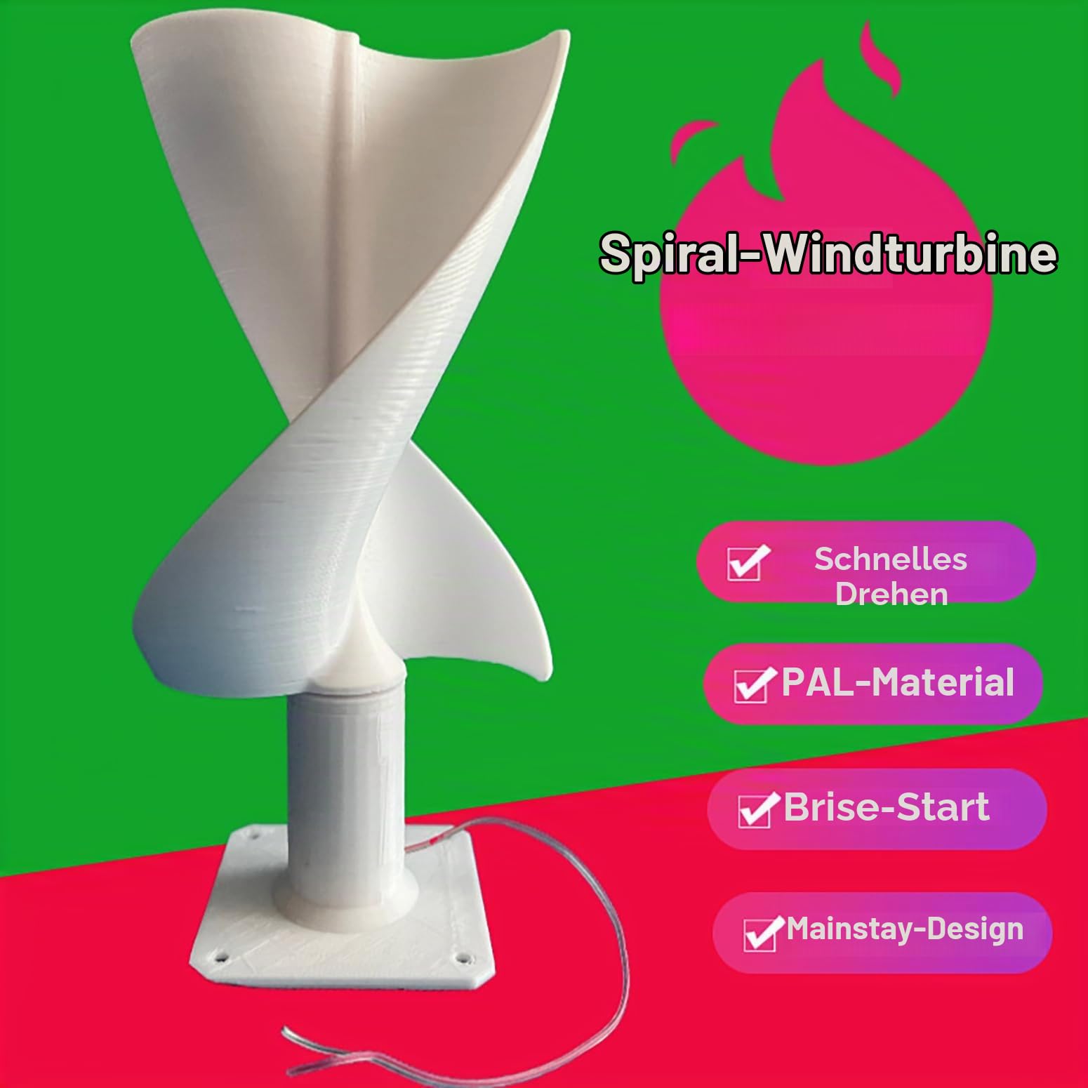 10W DIY Windgenerator Bausatz 12V Windräder Windturbine Kit Mit LED-Leuchten, Vertikalachsen-Windturbinen-Generator DIY-Windmühlenmodell Für Lehrvorträge, Inneneinrichtung,Weiß,10W