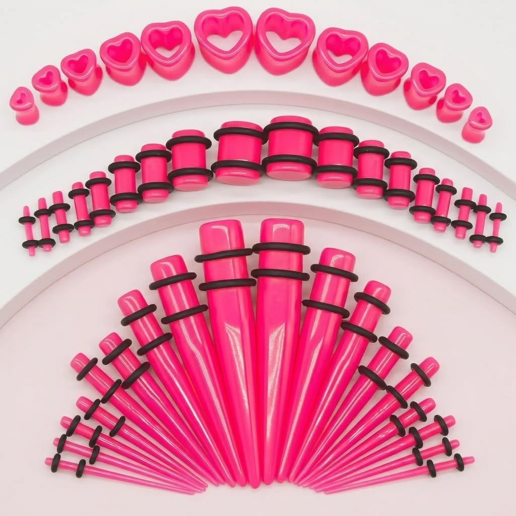 Ear Stretching Set 48 pcs Tapers Heart Tunnels Plug Pieces
