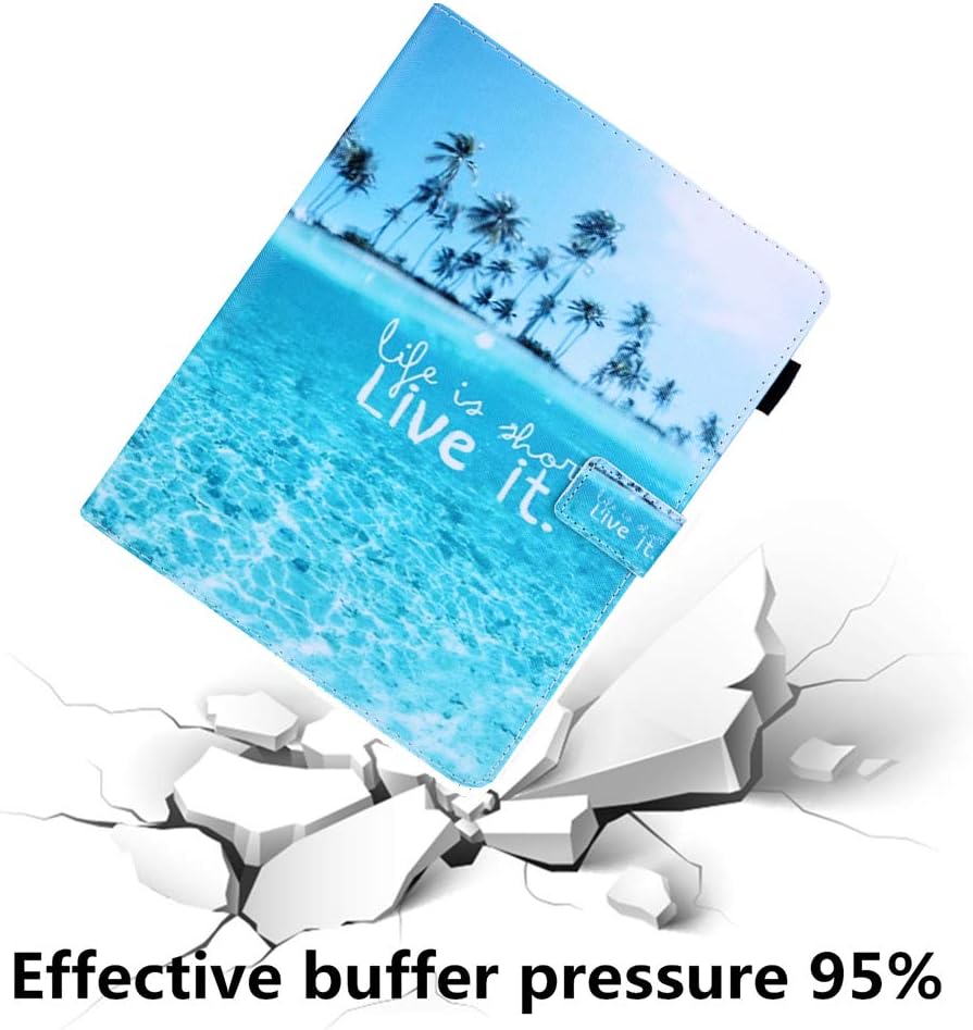 JZCreater Galaxy Tab A 10.1 Case, T510 Case, PU Leather Folio Stand Wallet Case, Auto Sleep/Wake Smart Cover for Samsung Galaxy Tab A 10.1" SM-T510/T515, Sea Island