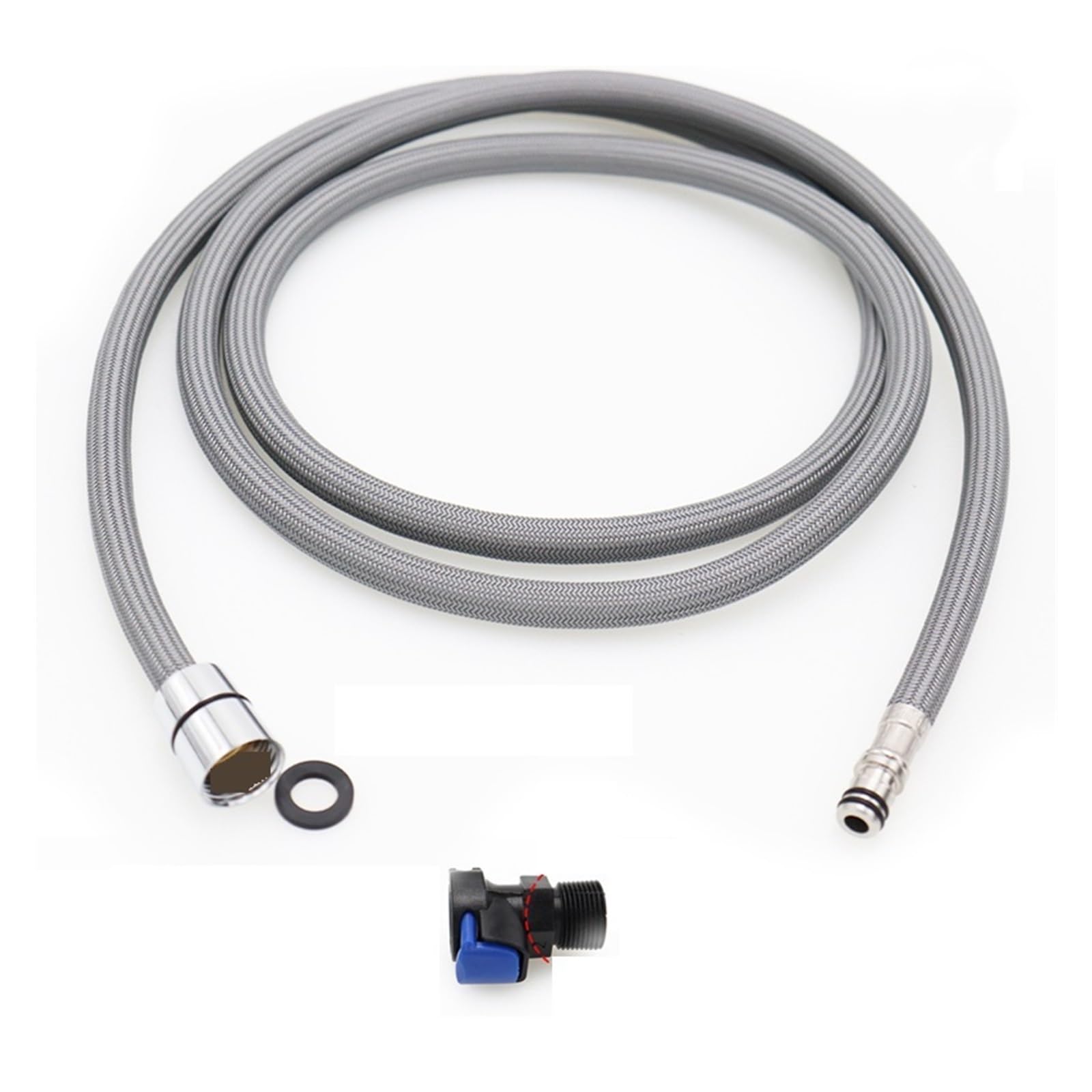 Sparklwleaf Grey Faucet Pull Out Hose 150/180/300Cm Kitchen Faucet Hose Replacement Pull Out Nylon Braided Flexible Plumbing G1/2 M15 Tube Accessory(,300Cm)