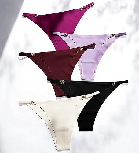 Miniatura 6 de chahoo Tanga sexy con tanga para mujer, ropa interior de tiro bajo, tangas de algodón, con espalda en T, conjunto de bragas de bikini de regalo para