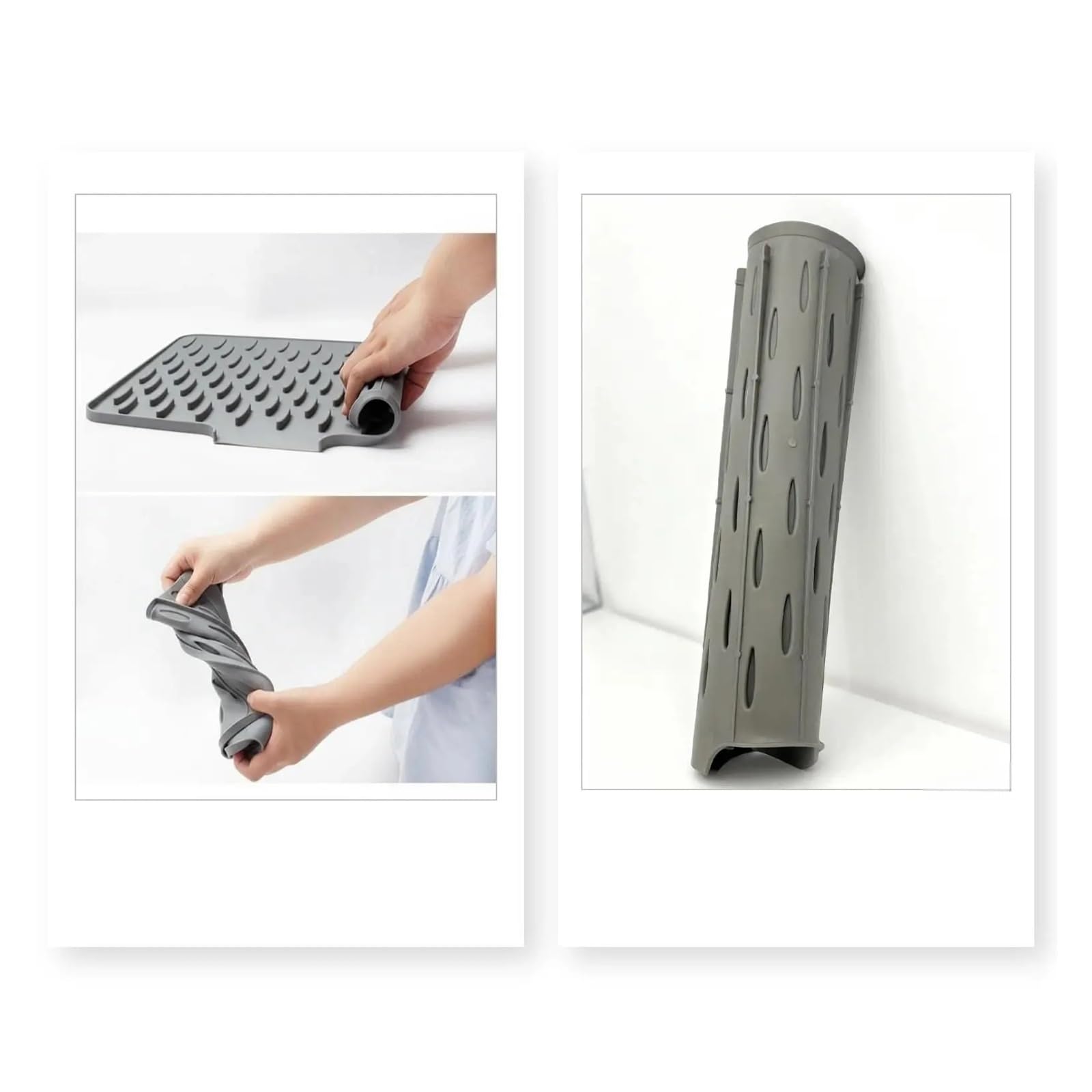 Almohadilla de Drenaje Silicona, tapete Secado for ollas, Platos, vajilla, tapetes Antideslizantes, Posavasos antiescaldaduras, Utensilios(Light Grey)
