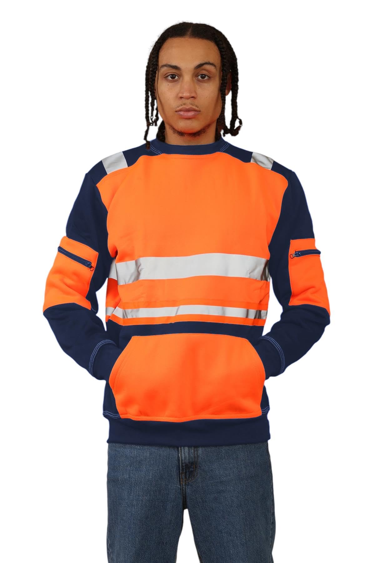 Sudadera de alta visibilidad para hombre, informal, reflectante, de alta visibilidad, para el trabajo, para niños, de forro polar, para el trabajo y la seguridad