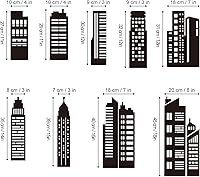 Vista 3 de decalmile Calcomanías de pared con diseño de horizonte de ciudad, diseño de héroe, decoración de pared para habitación de niños, cuarto de baño