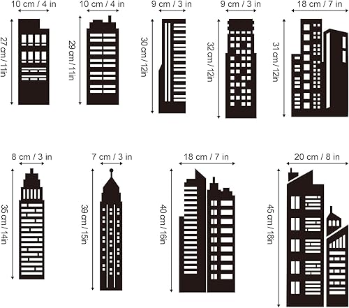 Miniatura 3 de decalmile Calcomanías de pared con diseño de horizonte de ciudad, diseño de héroe, decoración de pared para habitación de niños, cuarto de baño,