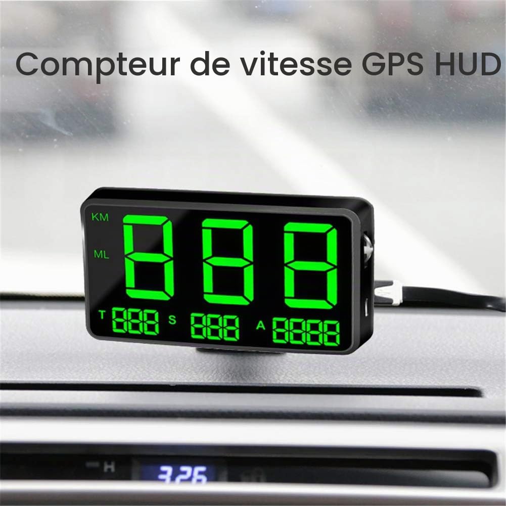 Affichage HUD de voiture, compteur de vitesse numérique à affichage tête haute GPS avec alerte de survitesse d'écran HD de 5,5 pouces