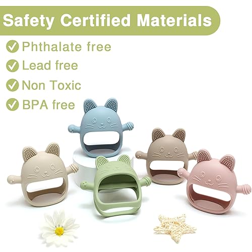 Miniatura 4 de Juguetes de dentición para bebés, juguetes de dentición sin caída para bebés de 0 a 6 meses, juguetes masticables para aliviar la dentición,