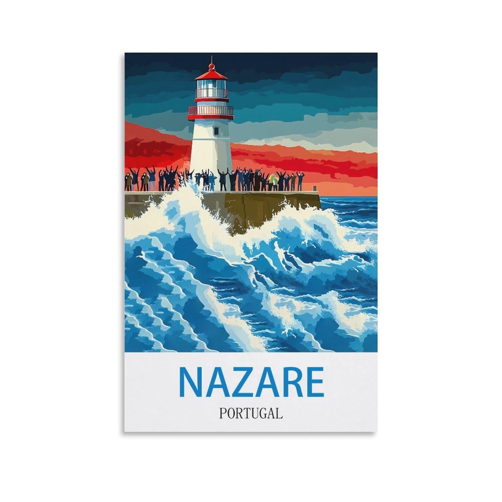 EZMLFA 5D Diamond Art Kits for Beginner,Nazare Portugal,Diamond Art House DIY Diamond Art Kits for Home Wall Decor 40x40cm