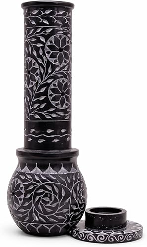 Miniatura 8 de Soporte para varillas de incienso de mármol tallado a mano, quemador de incienso negro con base colectora de cenizas, luz de té y soporte