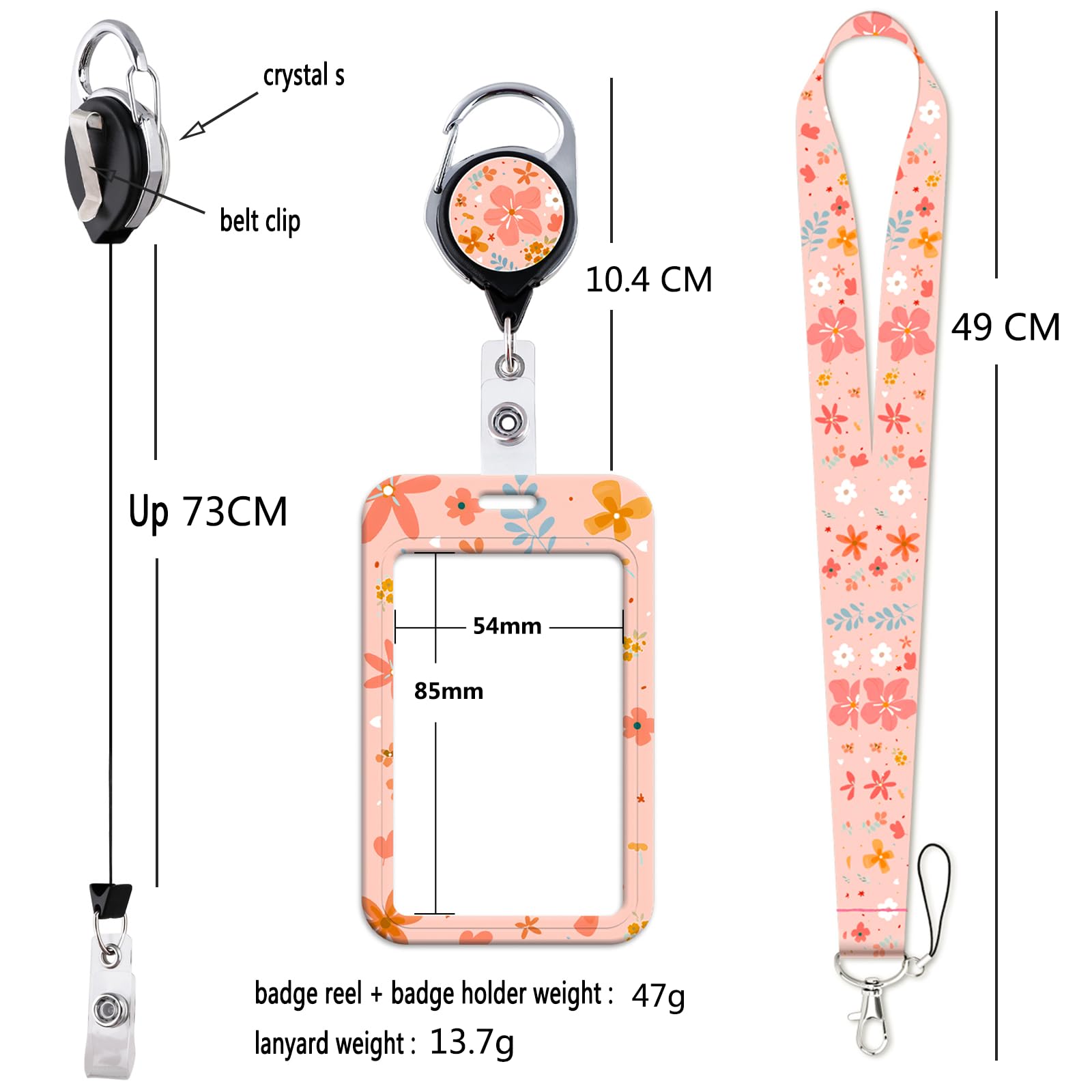 Juanooo Pink Floral Lanyard Card Holder with Retractable Badge Reel Cute Key Lanyard for Women Girls Teachers for ID Badge Flower Neck Lanyard for Keys - Image 4