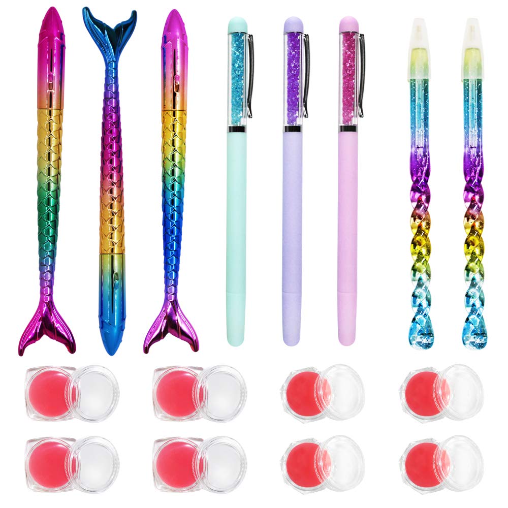 16 Pcs Diamond Painting Tool, 8 Pcs Handmade Diamond Art Pen Kits--Mermaid Spiral Diamond Painting Point Drill Pens, 8 Pcs Diamond Painting Tools of Glue Clay (Pink)