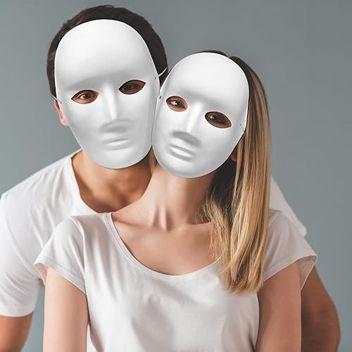 Miniatura 7 de Qavctw Máscara de papel maché para manualidades, máscaras en blanco para decorar bricolaje, máscaras pintables para Halloween, cosplay, fiesta de