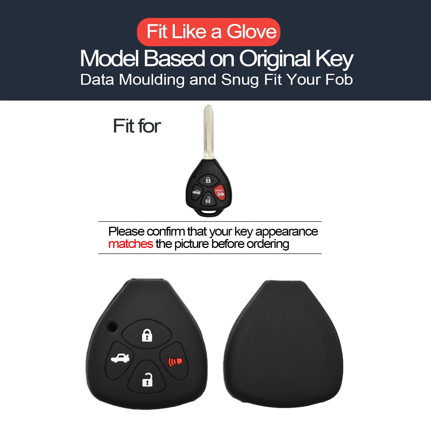 INFIPAR 2pcs Compatible with Toyota Avalon Camry Corolla Matrix Venza Yaris Scion xB xD FR-S GQ4 29T Remote Head 4 Buttons Key Fob Cover Case Key Chain Protector Keyless Remote Holder