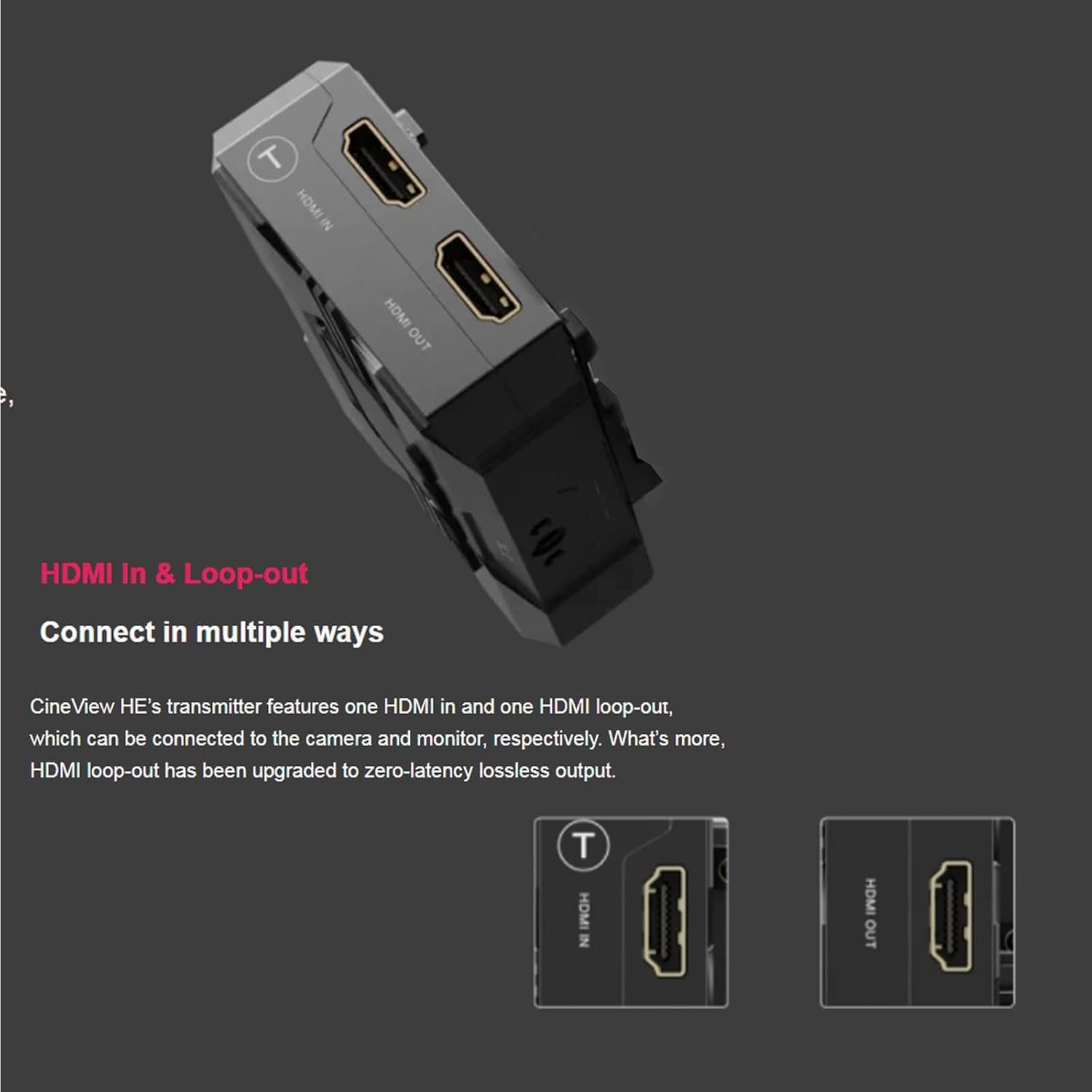 Accsoon CineView HE Wireless Video Transmission HDMI Transmitter Dual-Band 60ms Latency 1200FT Range UVC Livestreaming 4 Devices Monitoring Compatible Cineview M7 Pro/SE/2 SDI