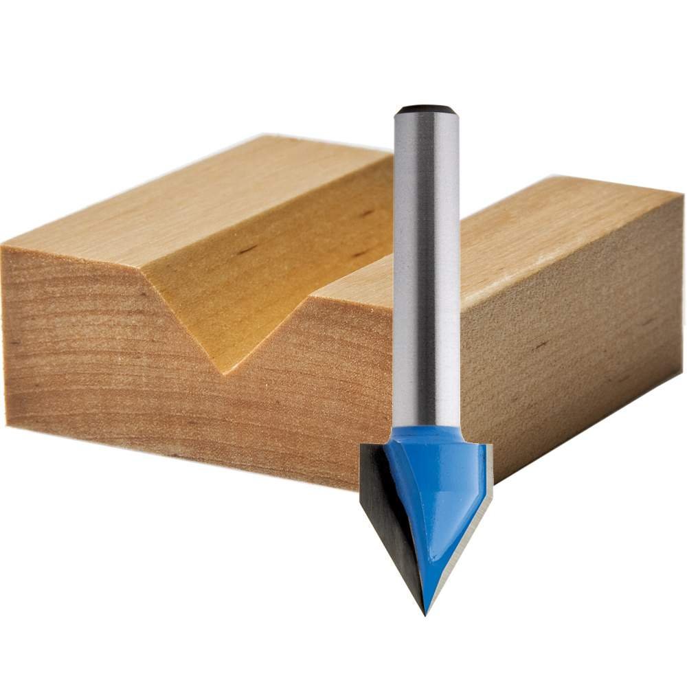 60" x 1/2" D x 5/8" H x 1/4" Shank Rockler V-Groove Bit