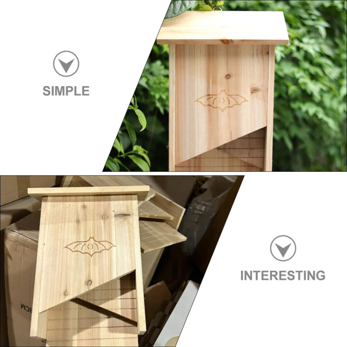 Casa per Pipistrelli in Legno per Cortile, Rifugio Esterno Beige