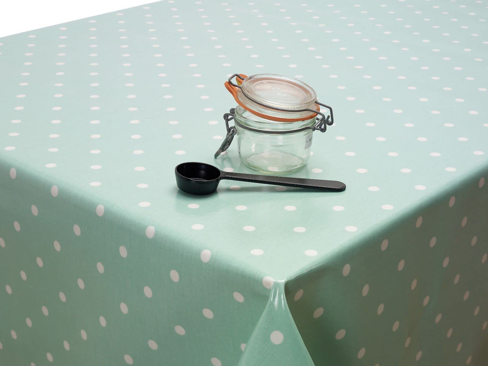 Jolee Tablecloths Blue Dotty Duck Egg Polka Dot Oilcloth Wipe Clean Tablecloth 134Cm X 210Cm (53" X 83")