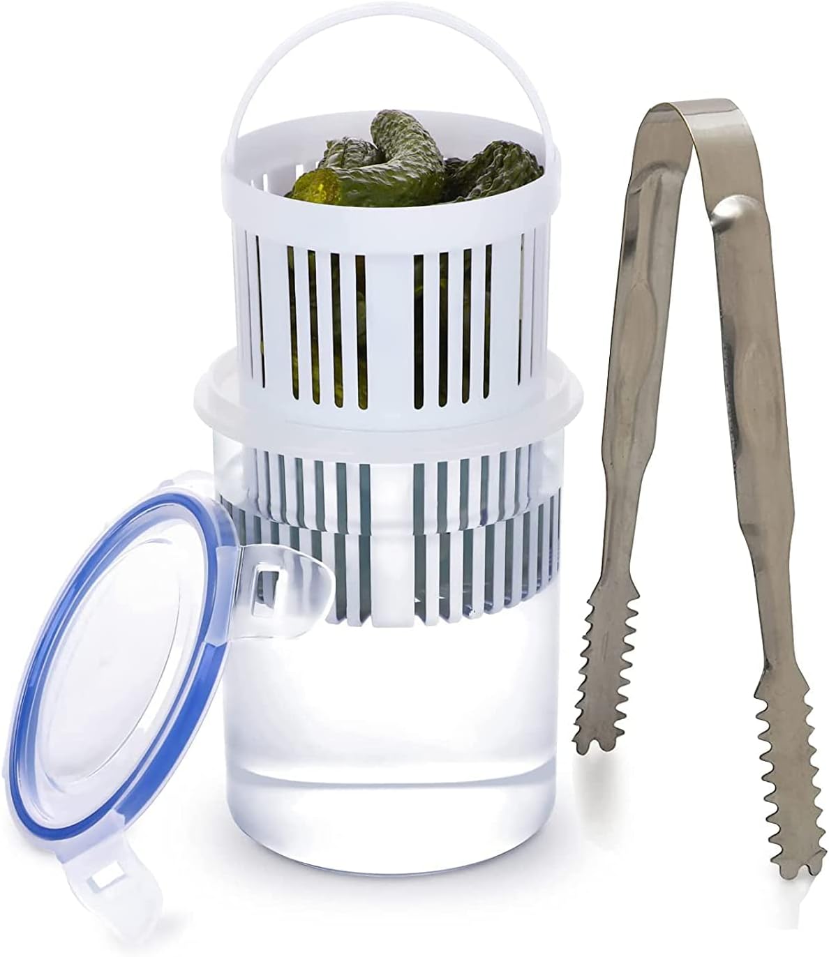 Pickle Jar with Strainer Insert, Pickle Holder Keeper