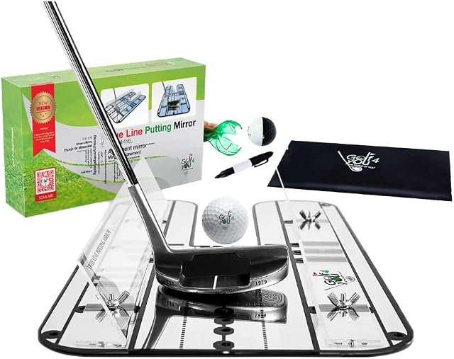 Premium Golf Alignment Mirror - All in One Value Pack Golf Putting Practice Aids to Improve All Aspects of Your Short Game