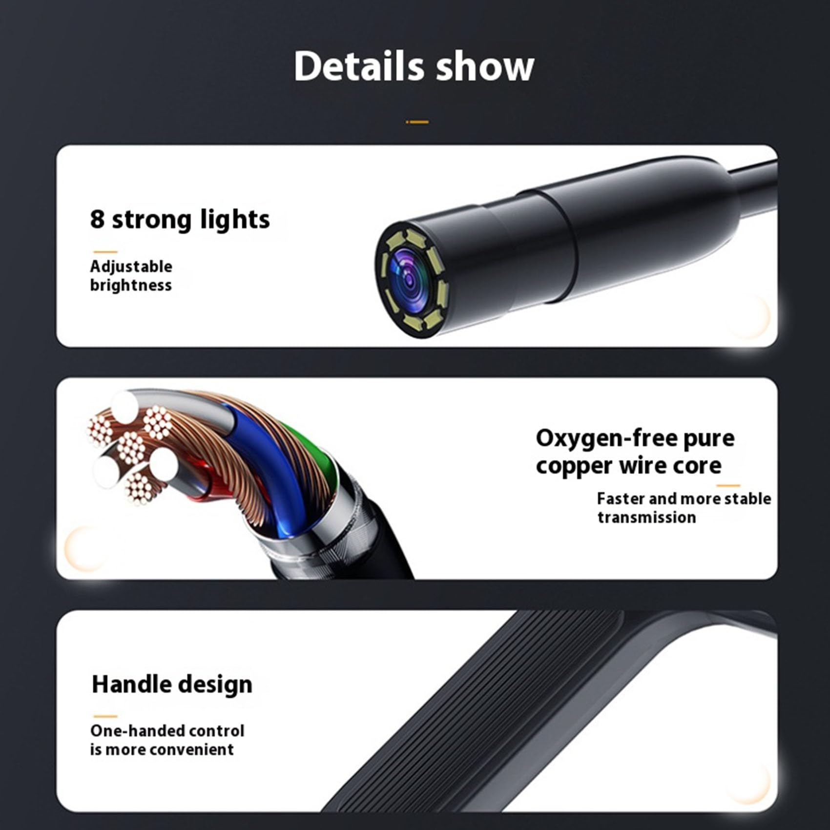 HYZHANHONG 2m, Dual Lens 8Mm Handheld Endoscope with Light, 4.3-Inch LCD Screen Endoscope Camera, Equipped with 2600Mah Battery, Used for Pipeline and Car Inspection Cameras
