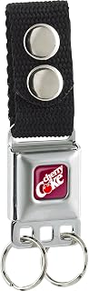 Coca-Cola Seatbelt Buckle Keychain | Cherry Coke Logo Full Color Burgundy Metal Key Rings Quick Release Belt Loop Strap