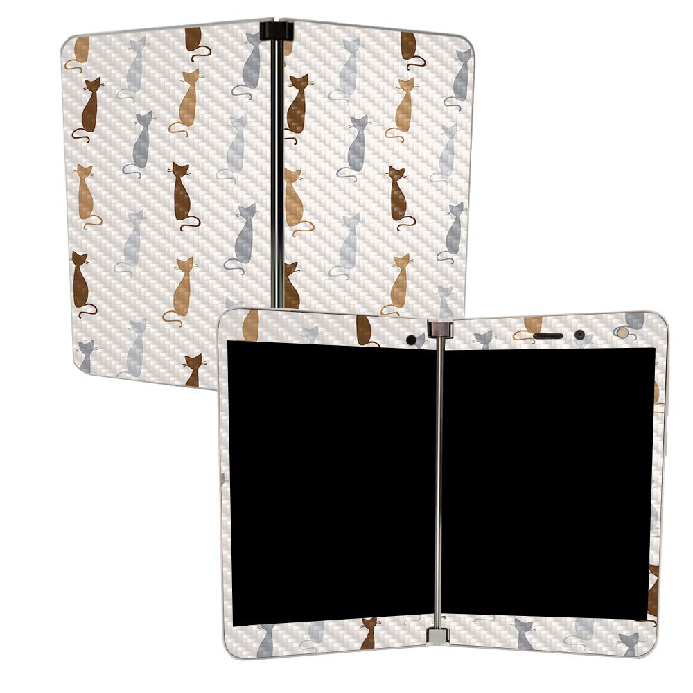 MightySkins Carbon Fiber Skin for Microsoft Surface Duo - Cat Lady | Protective, Durable Textured Carbon Fiber Finish | Easy to Apply, Remove, and Change Styles | Made in The USA