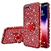 Produktbild Jinghuash Kompatibel mit Huawei Honor View 10/V10 Handyhülle Glitzer Kristall Bling Glänzend Strass Diamant Hülle mit 360 Grad Ring Ständer Ultradünn Stoßfest TPU Silikon Tasche Schutzhülle-Rot