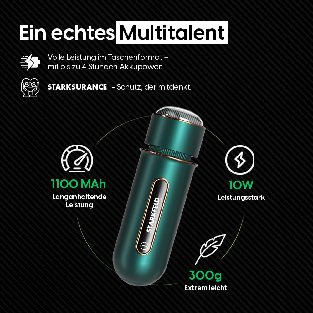 STARKFELD® STARKGUN® – Leistungsstarke Massagepistole für Tiefengewebe | Leise & Effizient (Schwarz, Mini)
