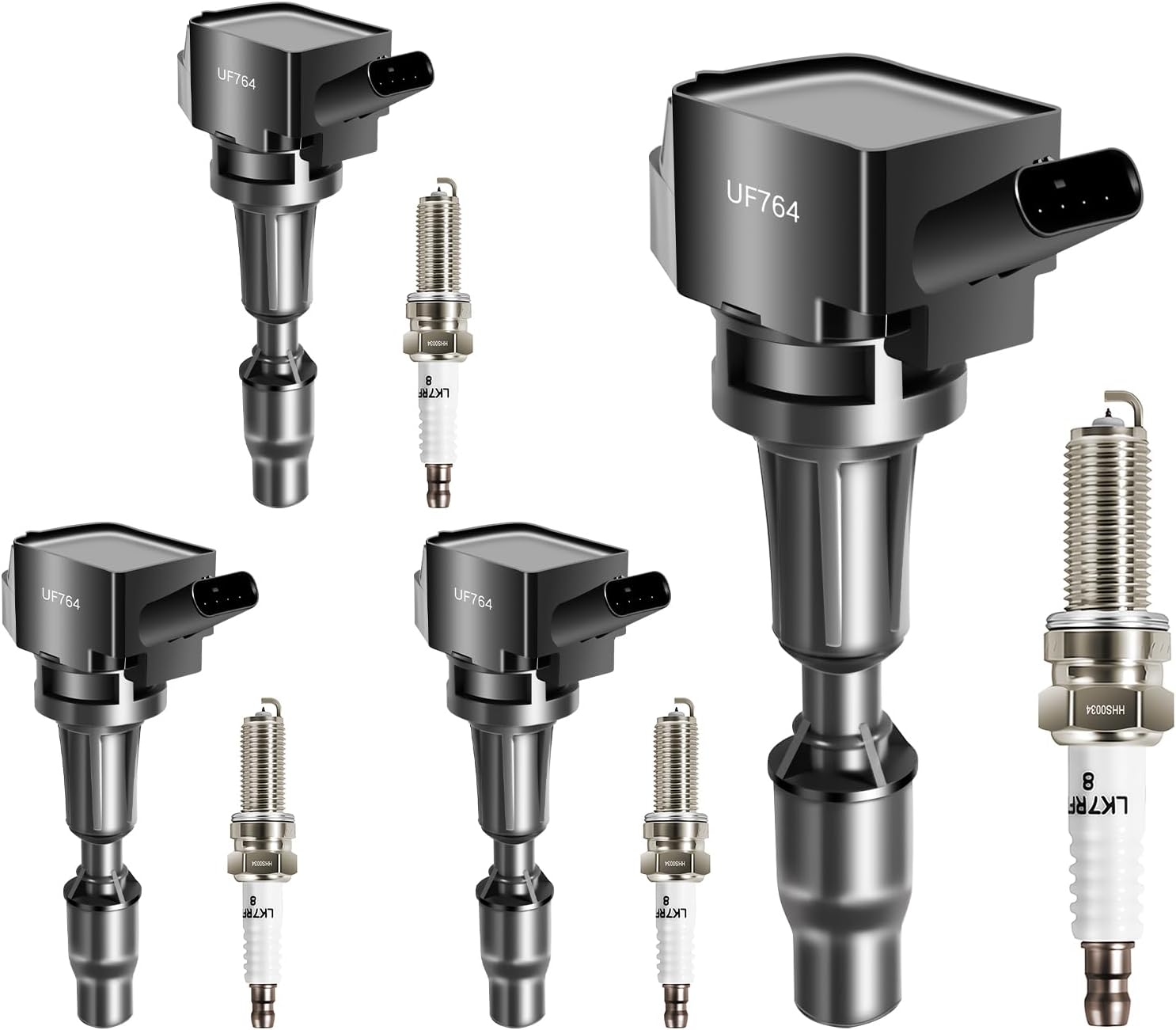 Ignition Coil Pack Iridium Spark Plugs Fits for Hyundai Santa Fe Sonata Tucson, Fits for Kia Optima Sorento Sportage L4 2.0L/2.4L 2015 2016 2017 2018 2019 2020 2021 Set of 4