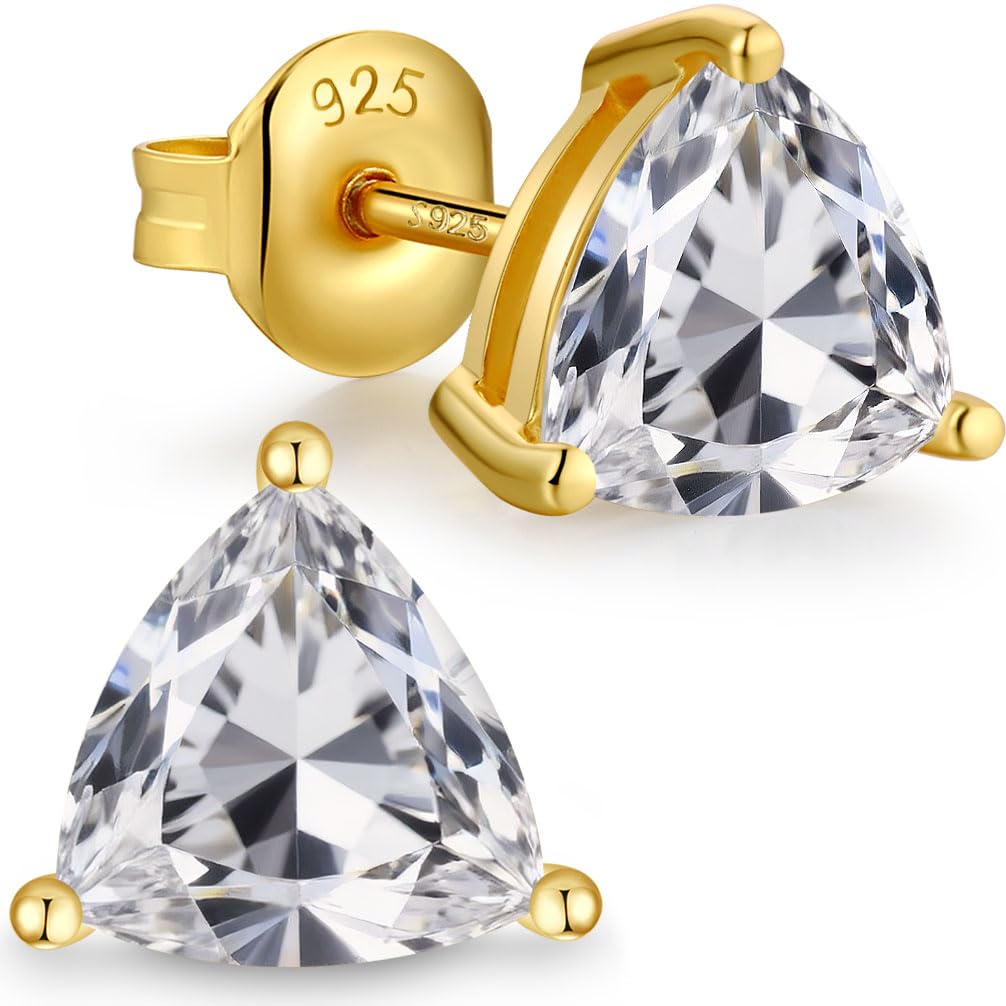 18K Weißgold überzogen Simulierte Diamant Ohrstecker Silber 925 Zirkonia Ohrringe für Herren Damen 925 Sterlingsilber Ohrringe Stecker