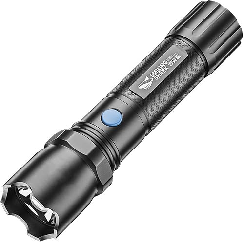 Linterna LED, 100000 lúmenes, linterna súper brillante, con zoom, linterna recargable con 4 modos, potente linterna de mano, para campamento de