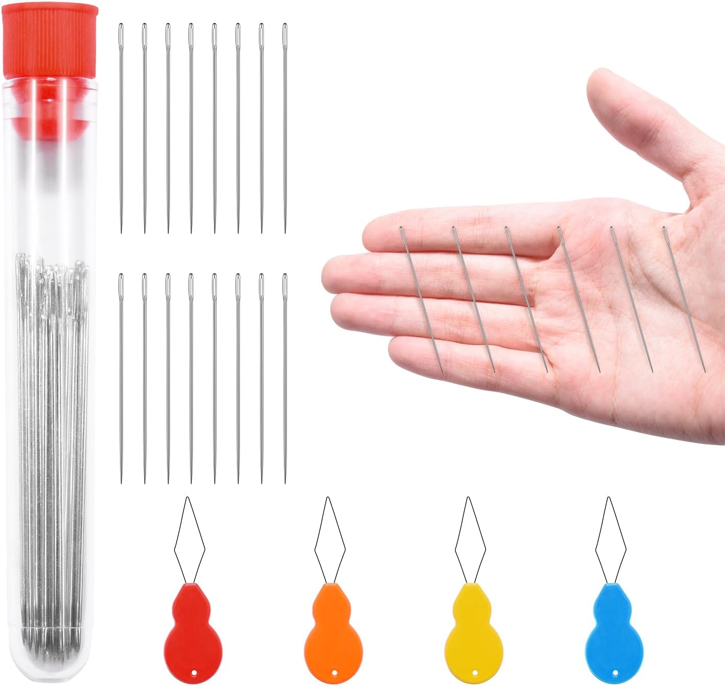 30 PCS Large Eye Sewing Needles for Crafts, 2" Hand Embroidery Needle Threader for Leather Cross Stitch Needle Darning Tapestry Quilting Needles Sewing Supplies Accessories