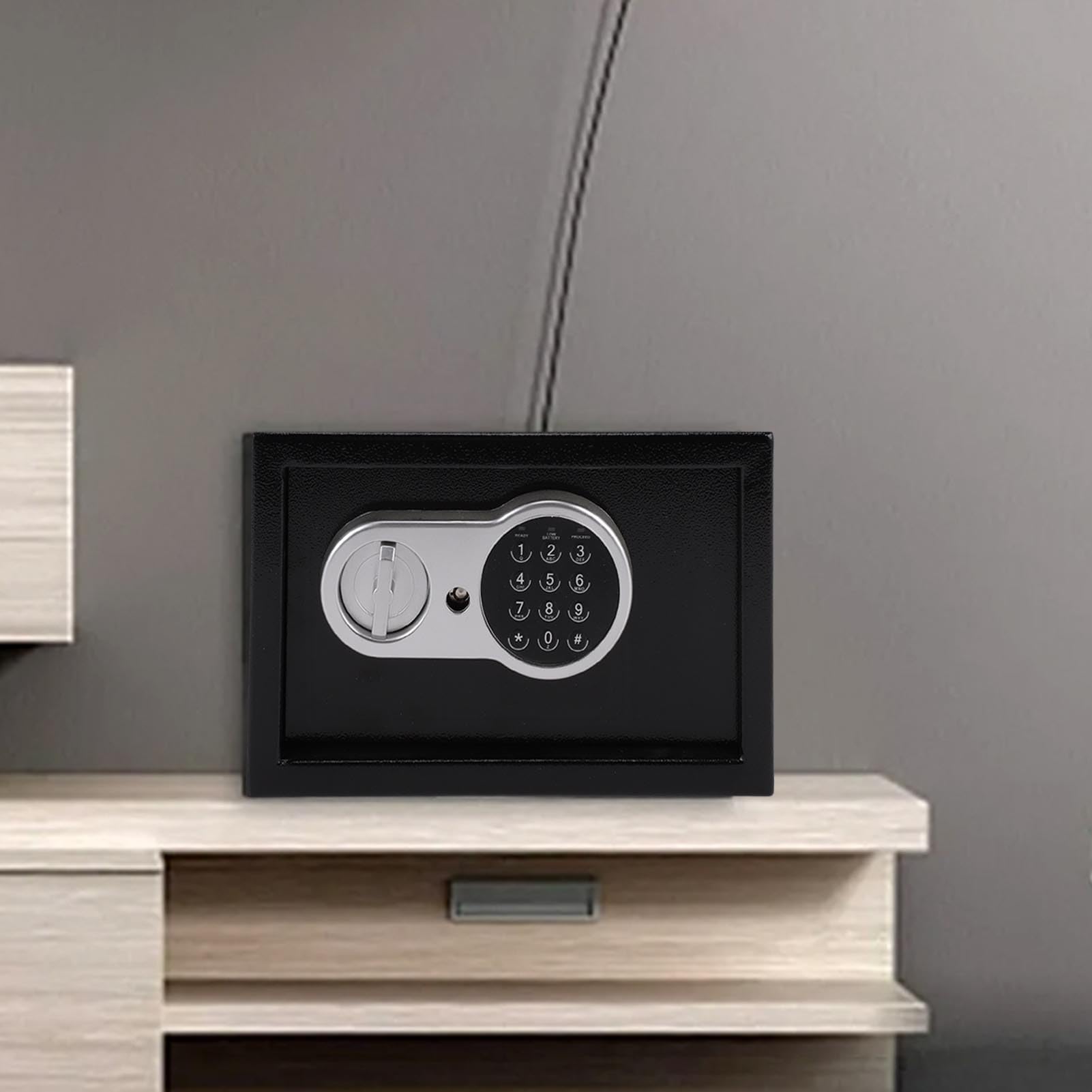 Mini Cassaforte per Chiavi Elettroniche per la Sicurezza dell'ufficio Domestico, Cassaforte Digitale con Password in Acciaio a Basso Tenore di Carbonio con Chiave di Backup, Porta da 3 Mm,
