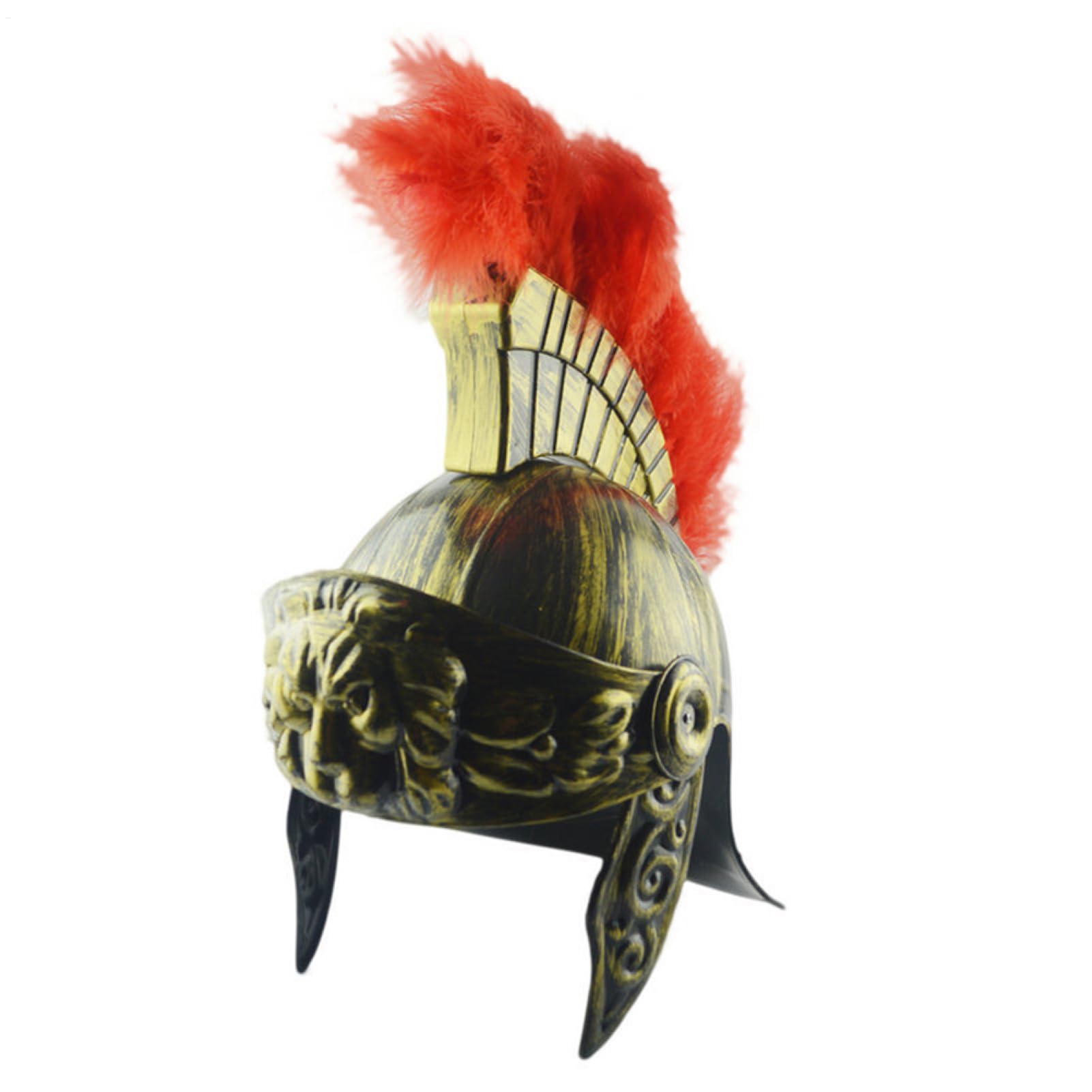 Elmi Greci - Copricapo Del Guerriero Romano, Elmo Per Armatura Del Costume Da Centurione D'oro, Autentico Copricapo Dall'aspetto Da Gladiatore Con Stemma Di Piume Naturali | Costume Da Soldato Romano