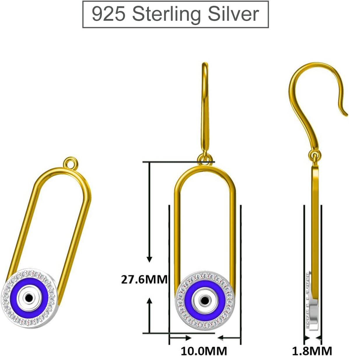 Evil Eye Earrings S925 Sterling Silver Evil Eye Jewelry Devil's Eye Earrings for Women - Image 6